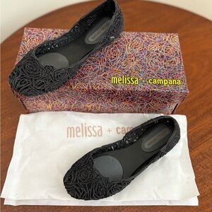 Melissa Campana Sparkly Black Flats